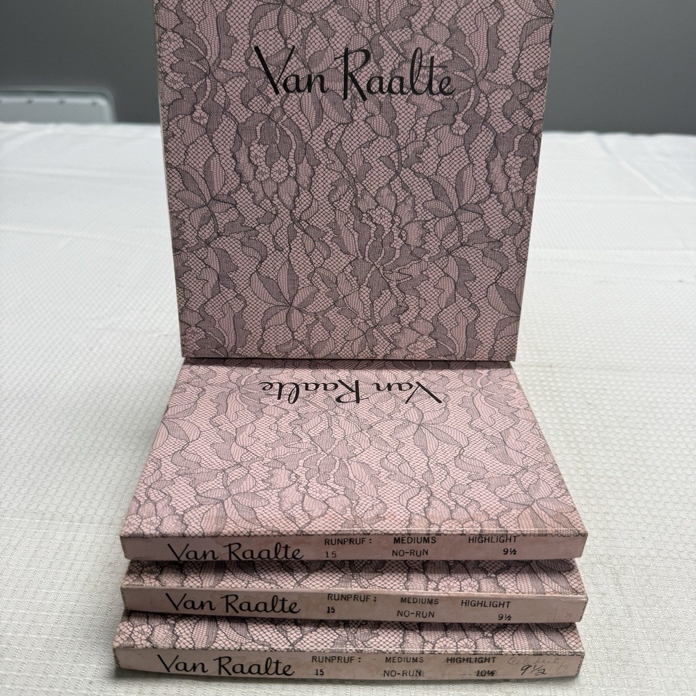 8 Vtg 50s Van Raalte‎ Runpruf 15 Highlight 9.5 Nylon Stockings Seams New 4 Boxes